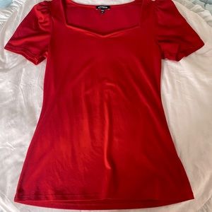 Red Express Puff Sleeve Top